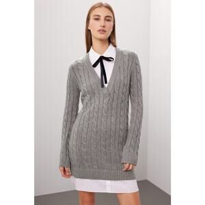 English Factory Cable Knit Sweater Dress